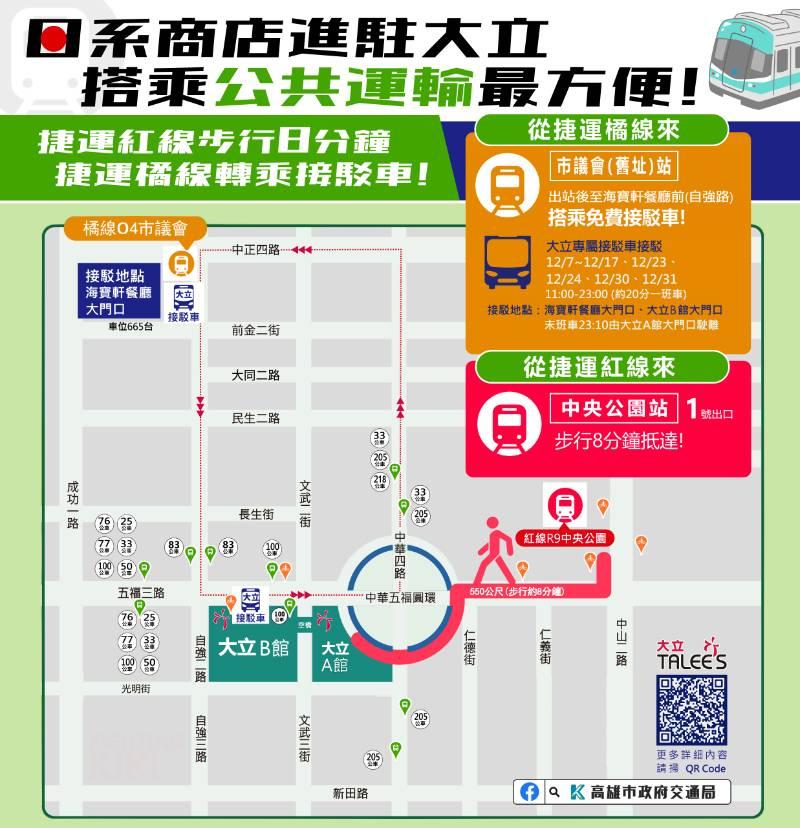 知名日系商店進駐百貨公司  高市府呼籲「搭乘公共運輸」前往