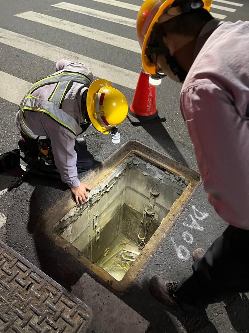 楠梓區電線破皮導致路燈閃爍  台電迅速派員修復