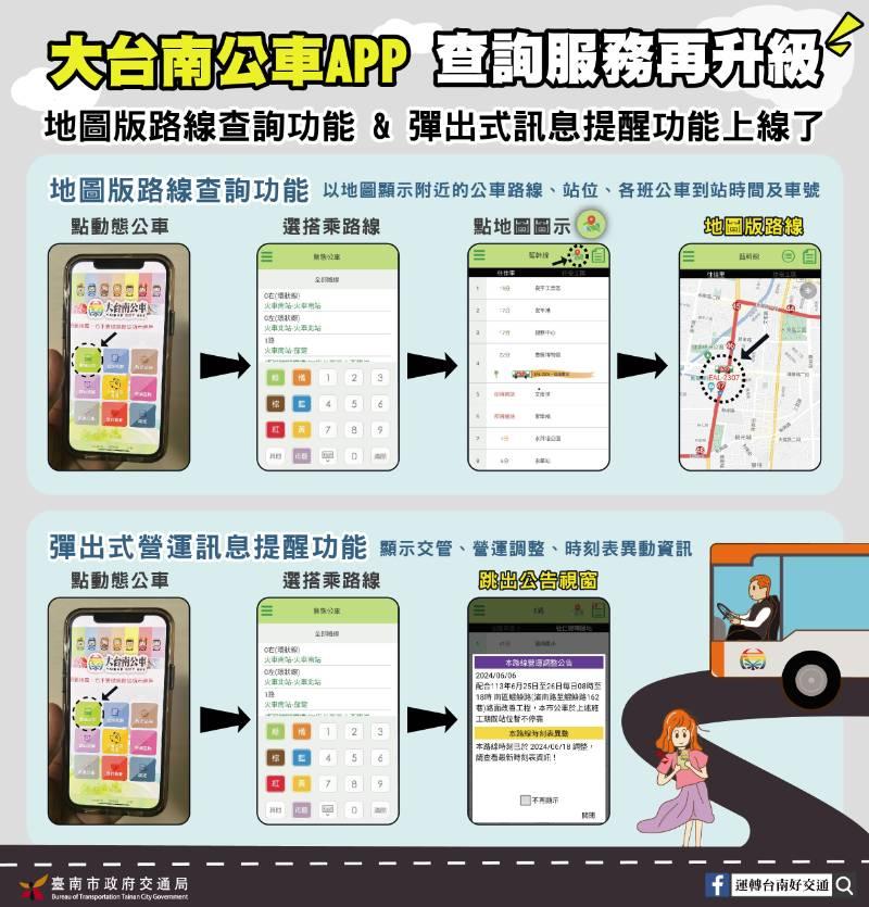 大台南公車APP改版  地圖版路線、彈出式提醒功能即起上線