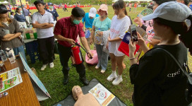 住警器CPR＋AED 鳥松消防隊國慶健走熱情宣導保命三招