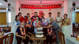 彰化榮家歡慶10月壽星 百歲范爺爺紀壽喜迎祝福溫馨滿堂