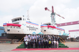 台船打造「澄波」雙艦下水　賴清德見證台灣海洋科研再升級