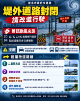 新北二重疏洪道、樹林柑園至鶯歌等堤外道路封閉　交通局：請用路人改道行駛