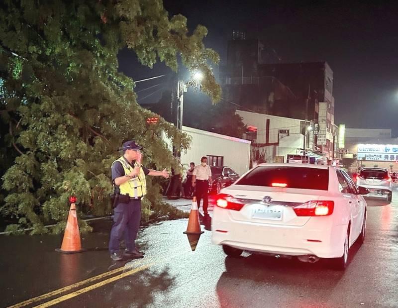 豪雨不斷路樹傾倒阻交通　北港警冒雨交管排除路障