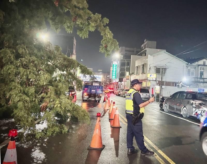 豪雨不斷路樹傾倒阻交通　北港警冒雨交管排除路障