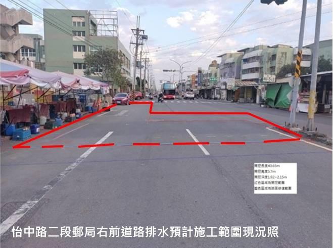 臺南市安南區怡中市地重劃工程進行排水箱涵施工，周邊道路部分車道封閉，請用路人減速慢行