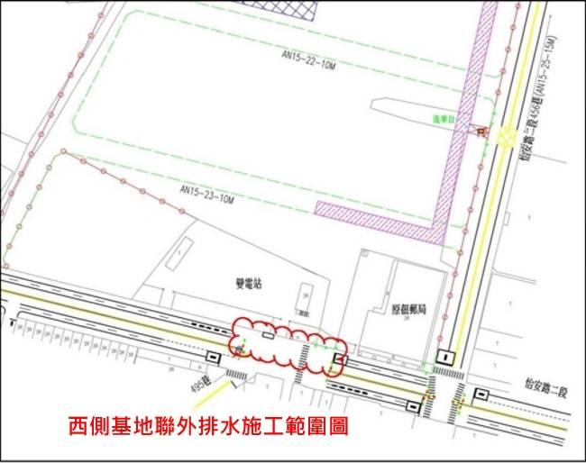 臺南市安南區怡中市地重劃工程進行排水箱涵施工，周邊道路部分車道封閉，請用路人減速慢行