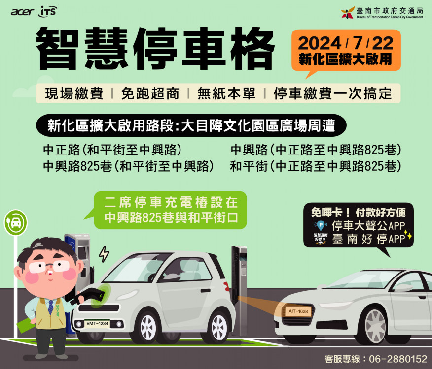 智慧路邊停車格 新化區擴大啟用