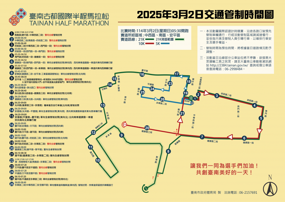 2025臺南古都國際半程馬拉松舉行 請用路人注意路況提早改道