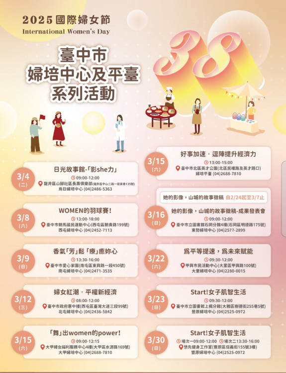 展現女力能量　中市府系列活動歡慶國際婦女節