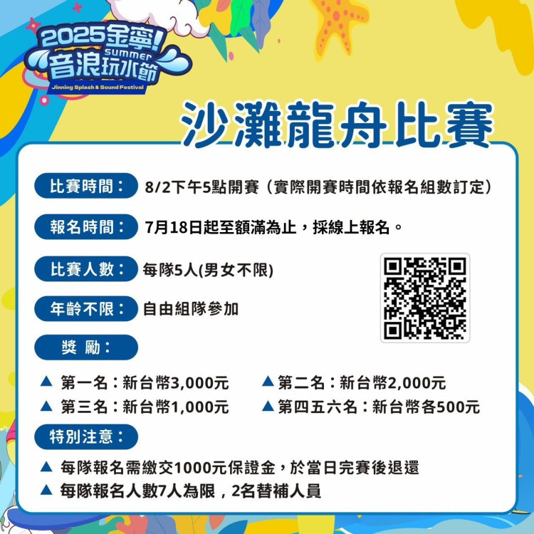 金門金寧音浪玩水節最嗨沙灘競技賽開放報名 總獎金近7萬 