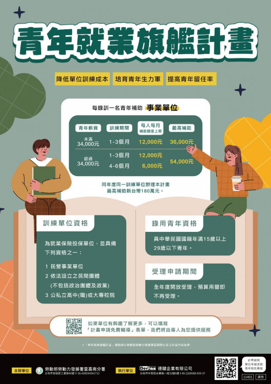 青年就業旗艦計畫說明會7/23嘉義登場 南分署攜手企業共育人才