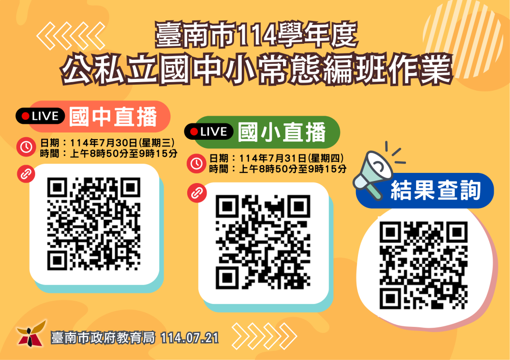 臺南市 114 學年度國中小電腦編班作業將線上直播，保障教育公平