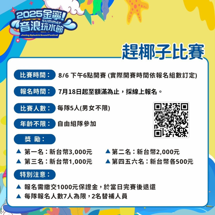 金門金寧音浪玩水節最嗨沙灘競技賽開放報名 總獎金近7萬 
