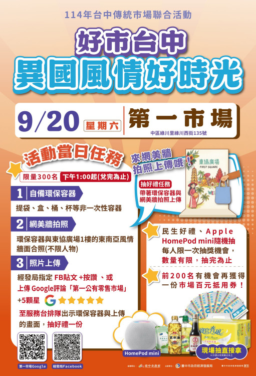 好市台中！10大菜市聯合活動 經發局邀您逛市場、抽好禮、拿抵用券