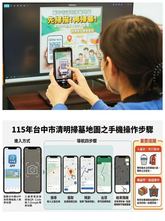 掃墓不迷航！中市首創清明服務整合地圖   公墓路線、防火水源、紙錢集中全掌握