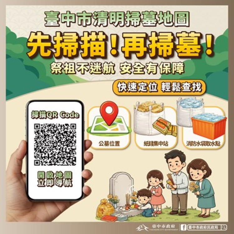掃墓不迷航！中市首創清明服務整合地圖   公墓路線、防火水源、紙錢集中全掌握