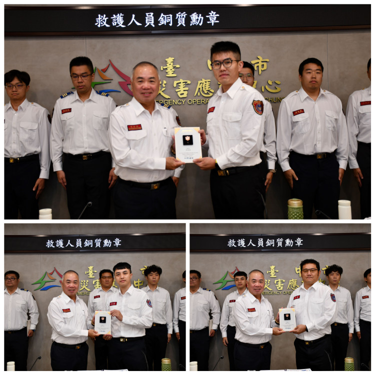 中市消防局再添22位銅質勳章得主 肯定救護同仁成功搶救生命