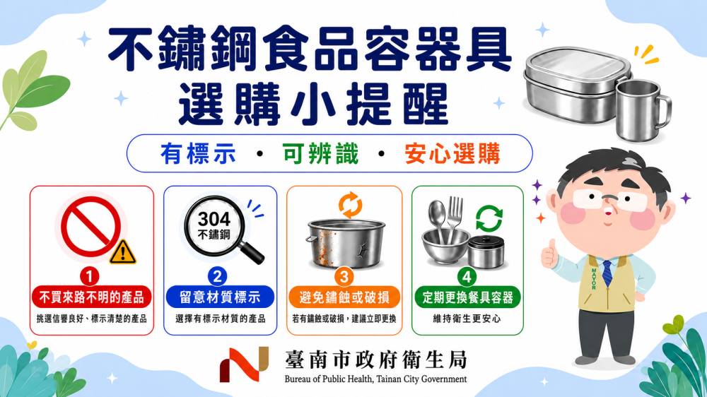 南市衛生局稽查不鏽鋼餐具 保障消費者健康