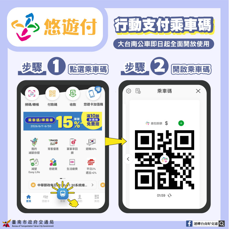 大台南公車全面啟用乘車碼 手機掃碼搭車更便利