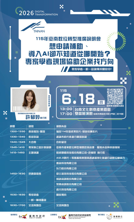 臺南推數位轉型說明會 助中小企業掌握AI商機與補助資源