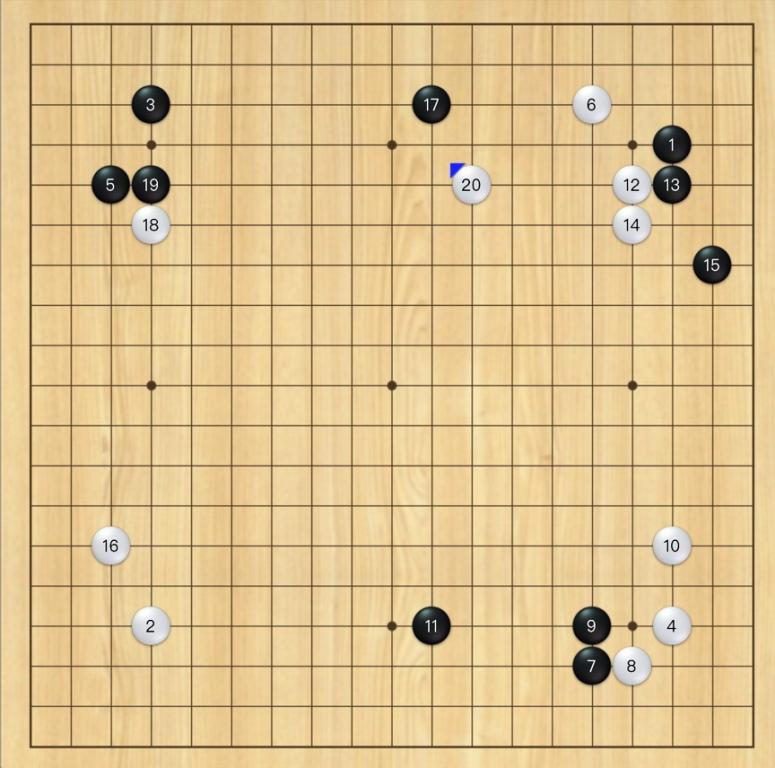 黑棋在中央的攻防戰中成功確立了不可動搖的優勢