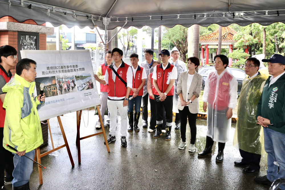 總統賴清德視察永康治水　503毫米暴雨崑科大未淹　中央允全力支持經費