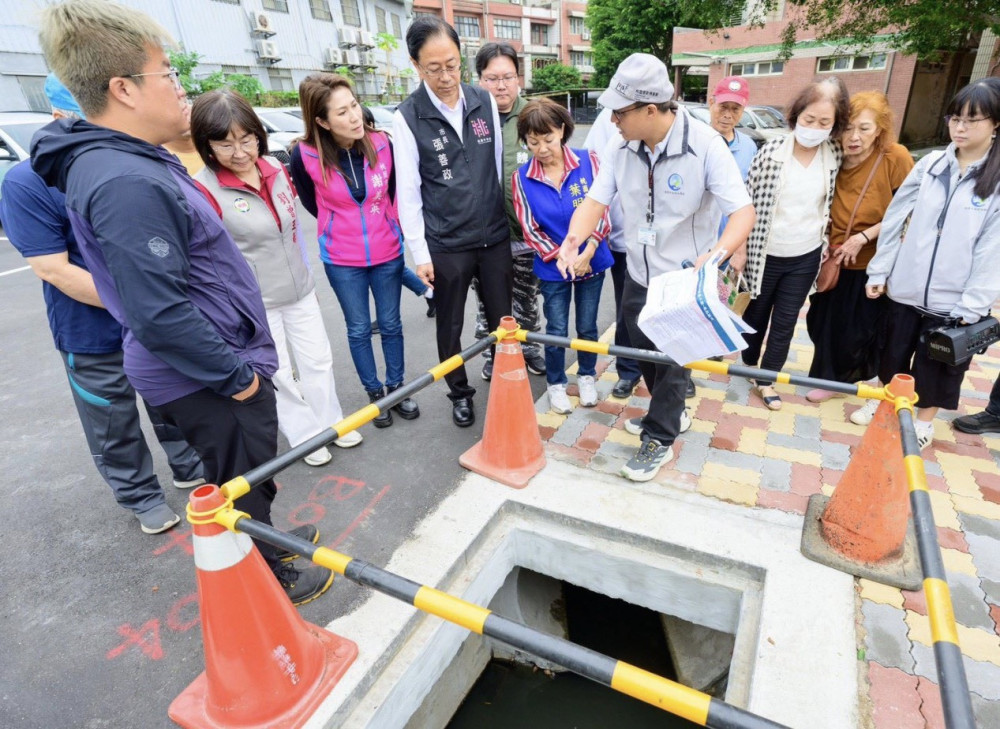 興南國中周邊排水改善提前完工通水　張善政：提升排水效能、強化防汛整備