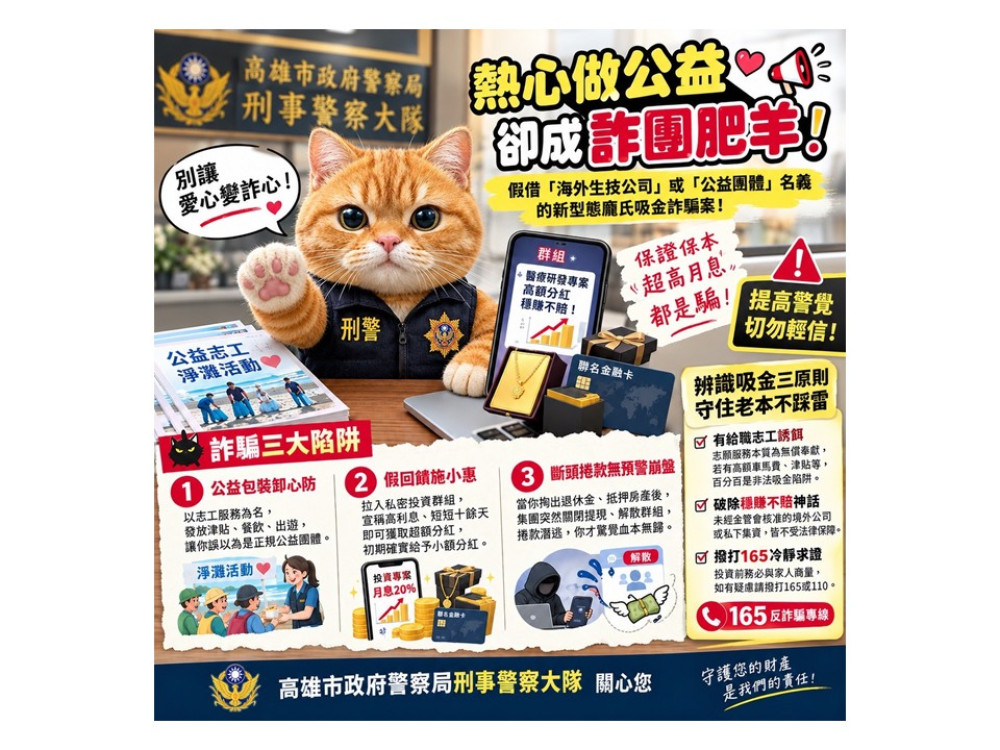 「當志工有錢領」竟是吸金陷阱！高市刑大:小心成詐騙肥羊